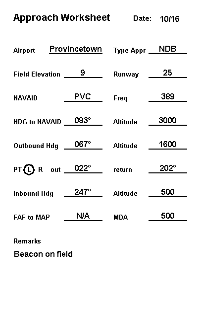 PVC Approach worksheet