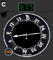 RMI, 175° hdg, 075° bearing