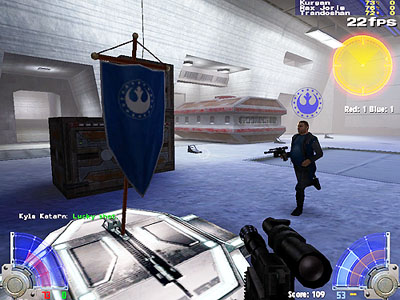 CTF Gameplay showing Blue Flag Base